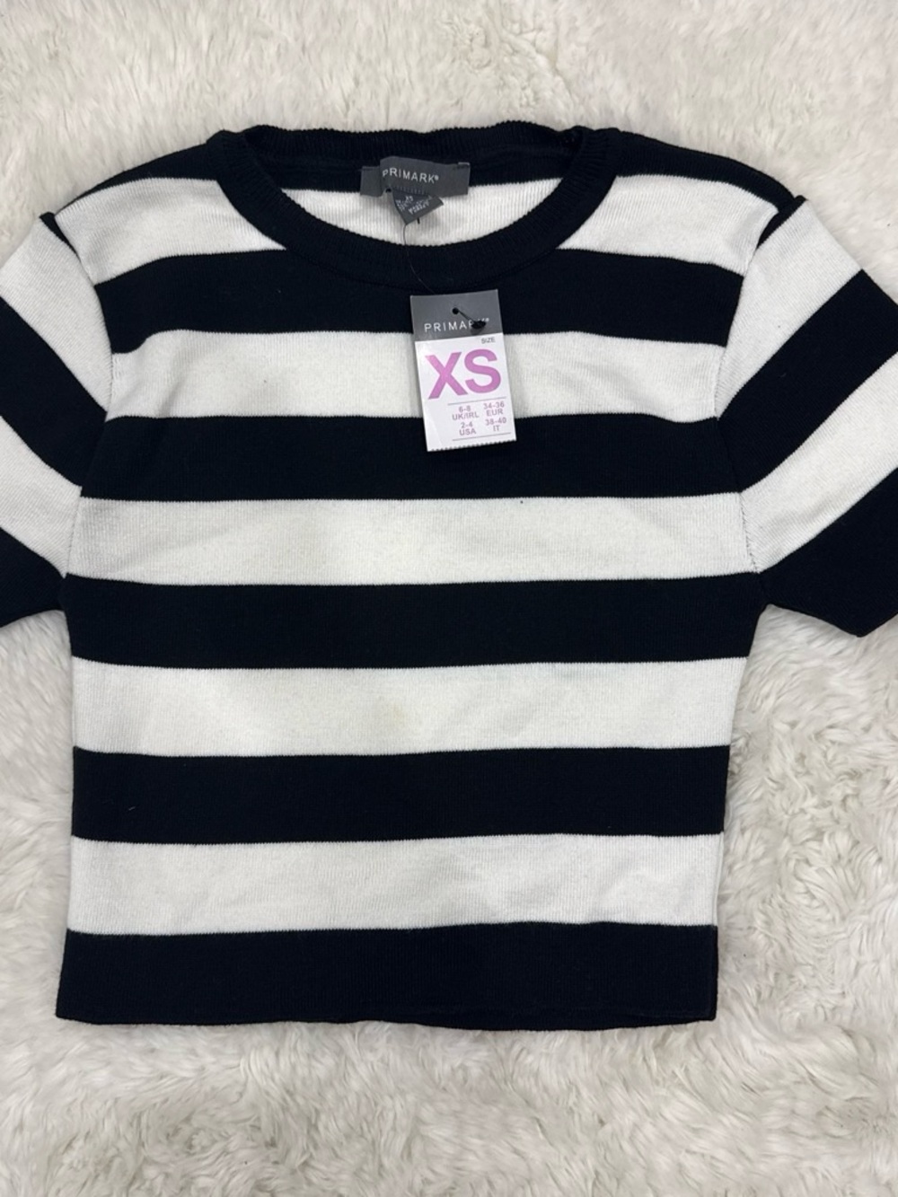 Primark Kids Black and White Striped Short Sleeve Tee